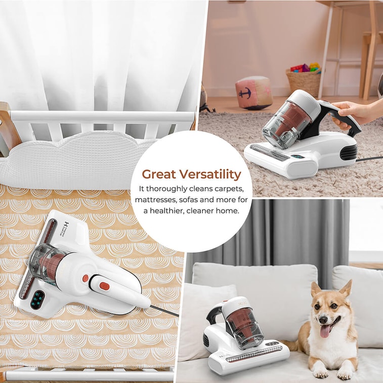 J200 Dust Mite Mattresses Vacuum Cleaners, with Integrated Dual Cups, 13KPa Suction, UV Light, 60℃ Hot Air, LED Display 14