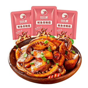【中国直邮】 比比赞 鱿鱼杏鲍菇香辣味夜宵解馋网红即食海味零食休闲食品小吃批 80g/*10袋 香辣味