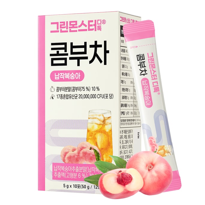 Korea [그린몬스터] 디톡스 콤부차 복숭아 - 10봉 * 0.17온스