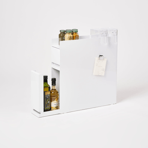 Two-Tier Sliding Drawer Seasoning Rack - Steel White