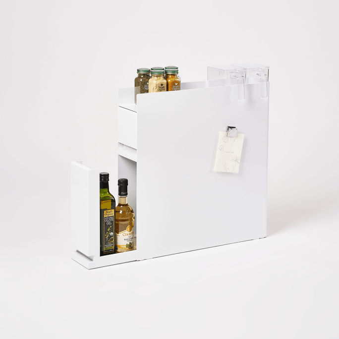 Two-Tier Sliding Drawer Seasoning Rack - Steel White