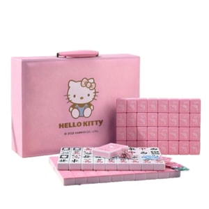 Cat Mahjong Red Gift Box KT Cat Home Hand Rubbing New Year Pink Co Branded Mahjong Pink New 42 Pink [Aluminum Box+KT Cat Original Mat] Set