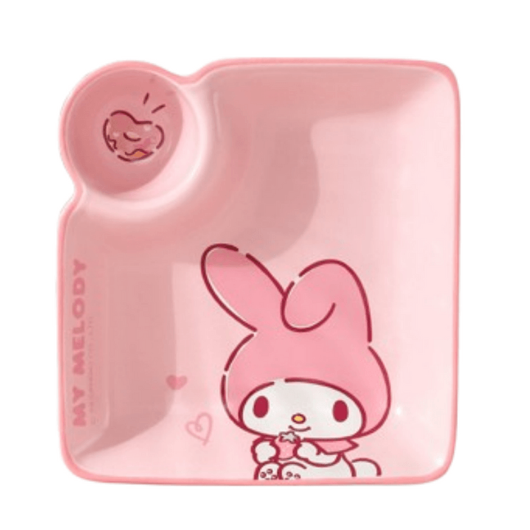 中国直邮】 Marsica 三丽鸥饺子盘子带醋碟早餐盘分格陶瓷碟子MY MELODY