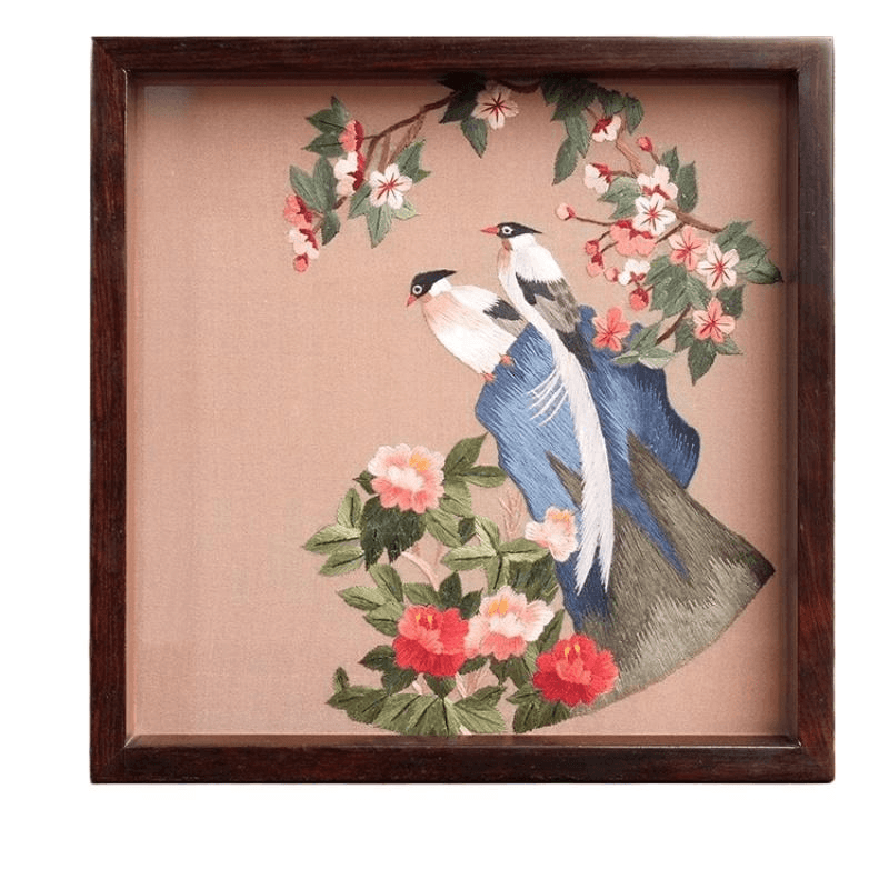 中国直送】蘇州刺繍 ハンドメイドシルク刺繍 装飾品 美しい未来（21*21