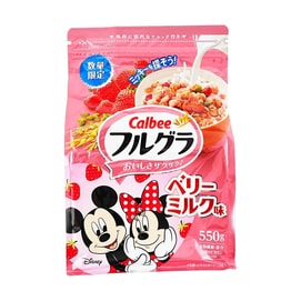 Fruit Granola Berry Milk Flavor 19.4 oz【 Limited Quantity Edition】【Include Mickey Mouse-shaped Dried- Strawberry】【 Yami 