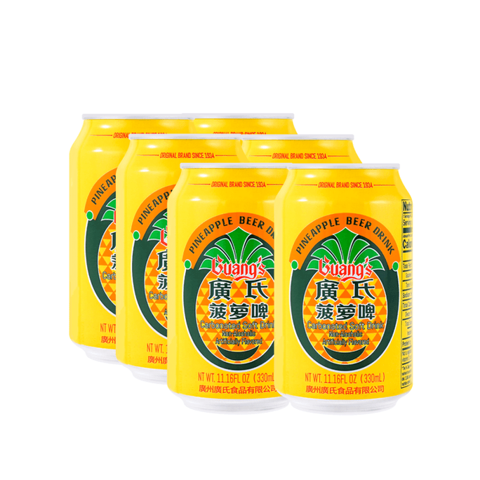 【무알코올 음료】Guang's Pineapple Beer - 과일 소다, 6캔* 11.16fl oz