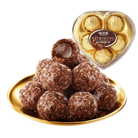 【中国直邮】 味滋源 夹心巧克力球心形盒情人节礼物过年糖果50g*1盒
