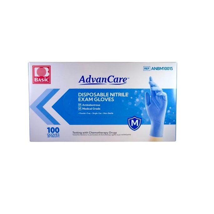Basic 安道护理 丁腈检查手套 100只装 (中号)