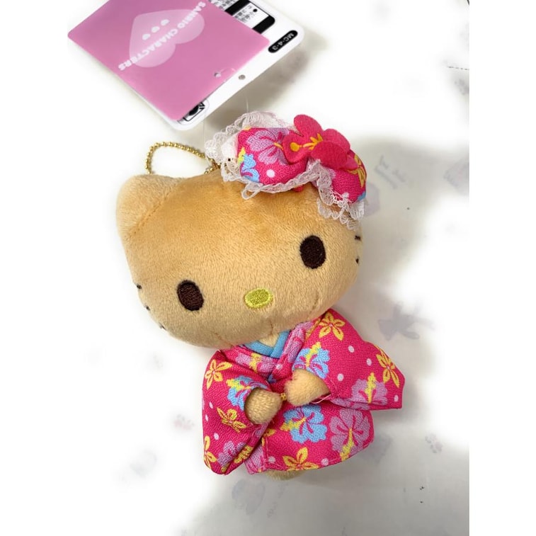[Livraison directe du Japon] Sanrio Japon Hello Kitty poupée en peluche couleur blé kimono porte-clés pendentif 1 pièce 3