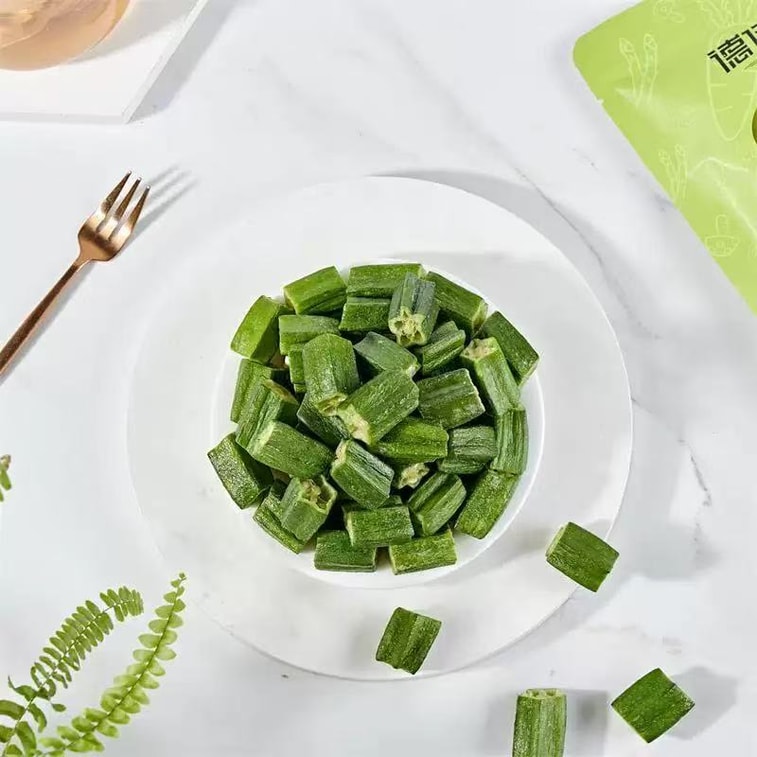Okra Crisps 40g, a popular snack of dehydrated fruit and vegetable crisps 3
