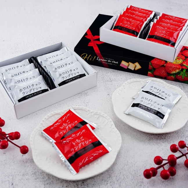 Hi Langue-De Chat Assort Cookie Gift Box,Strawberry & White Chocolate Flavor,20p 6.35 oz  [Dessert Gift Set]