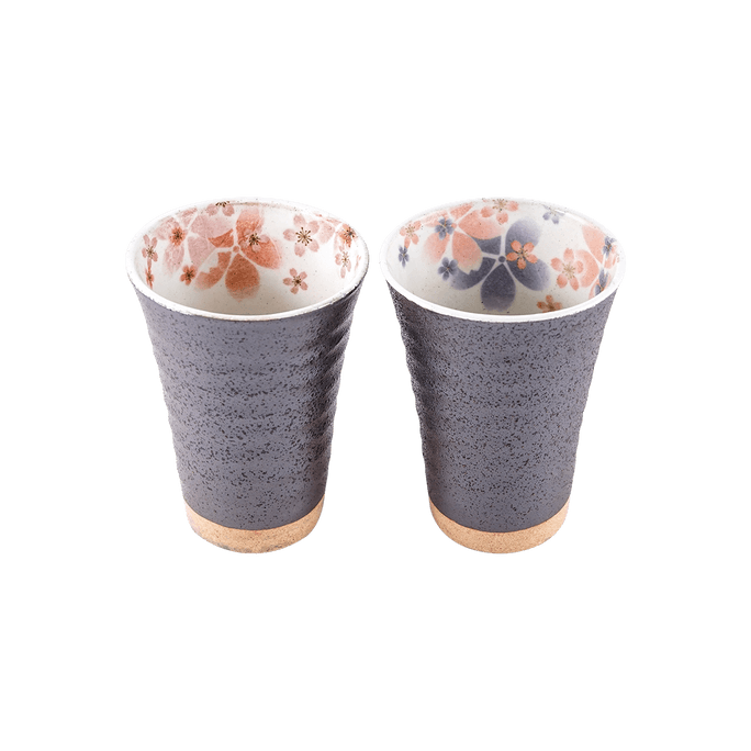 Japan Mino Ware Ceramic Handmade Cup Set Sakura Cherry Blossom, 2pcs, 8.5 x 12cm