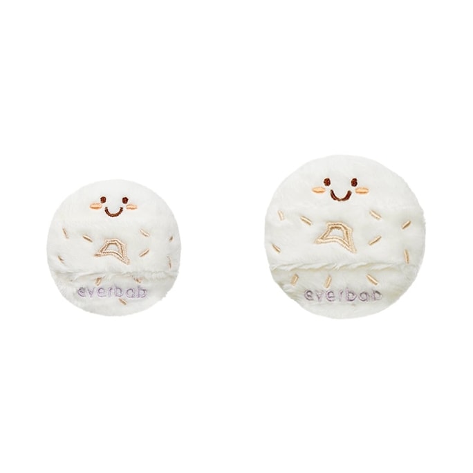 [중국 직배송] 에버바 롱파일 코코넛 베이글 퍼프 - M+L *2 마시멜로 퍼프, 밀크 스킨 쿠션 퍼프, 파운데이션 퍼프