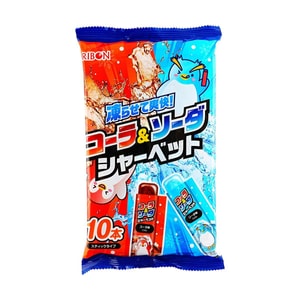 日本RIBBON 冷冻冰沙棒 可乐&苏打味 10支入【冷冻后食用】