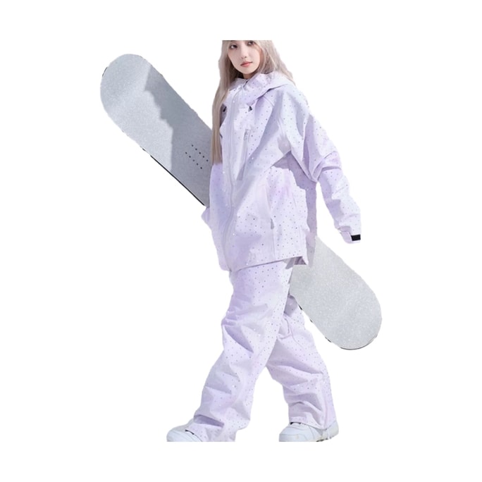 [중국 직배송] [블랙프라이데이 세일] ISEEMIGGA [풀 다이아몬드 시리즈] 2025년 신상품 여성용 스키복 따뜻한 스키복 루즈핏 세트 남성용 타로 퍼플