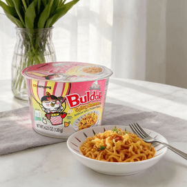 크림 카르보나라 불닭 매운 라면 빅볼 - 인공 매운 닭고기 인스턴트 누들, 4.23온스