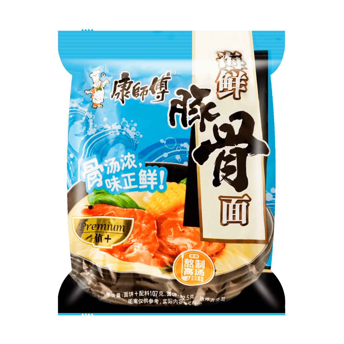 康师傅海鲜豚骨面方便面单包装107g怎么样