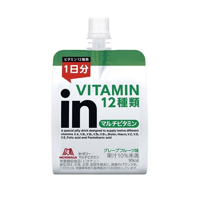 【日本直邮】MORINAGA森永制果 in能量果冻 补充维生素 葡萄柚味 180g