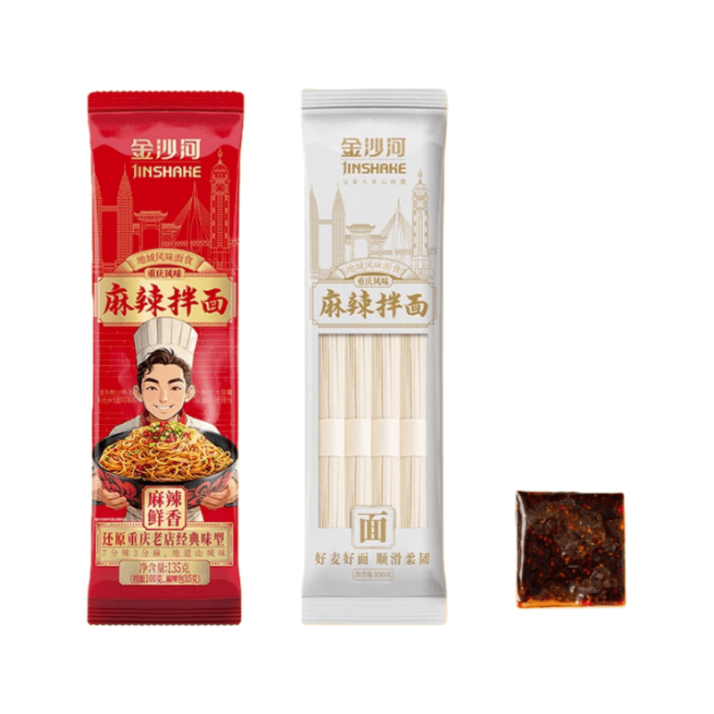 中国直送】金沙河 辛麺 ソース付きパック 135g×1袋 - Yami
