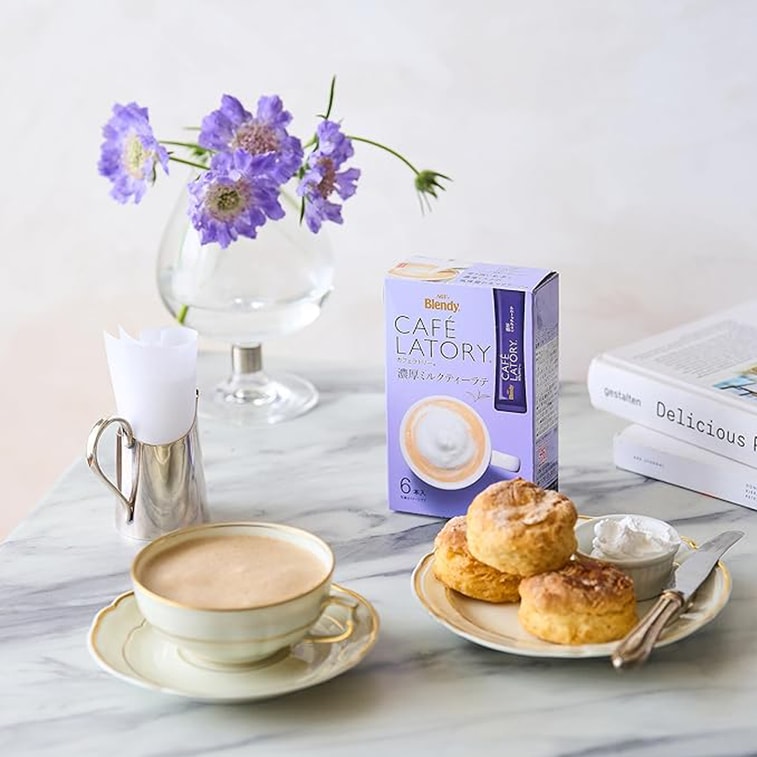 【미국 직배송】 일본 AGF Blendy Cafe Latory 진한 맛 밀크티 인스턴트 밀크티 6개입 3