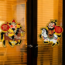 Cute New Year Door Decals 3D Cartoon Designs Festive Decorative Stickers 1 Set