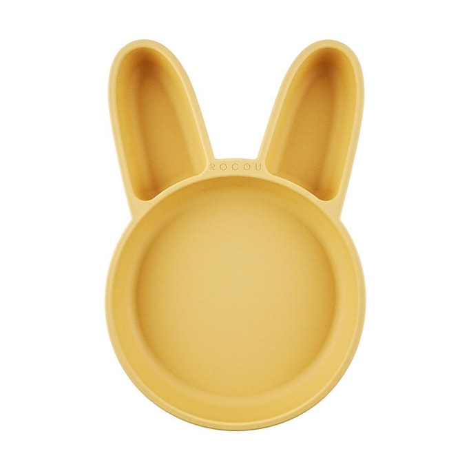 Baby Silicone Plate Feeding Plate Rabbit Honey Yellow 12.0 in x 7.9 in x 1.3 in