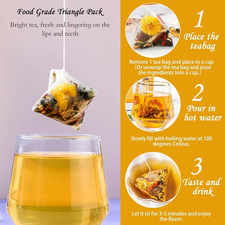 【Expédition directe du Canada】 Thé de pissenlit et de chrysanthème Sifanda 100g (5g × 20 sachets) Thé de fleurs et de plantes rafraîchissant et hydratant pour un usage quotidien, saveur fraîche et douce, thé infusé individuellement, boisson de santé pour le bureau, mélange de sachets de thé, cadeau de fête 4