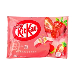 日本NESTLE雀巢 KITKAT巧克力塗佈威化餅乾 草莓口味 袋裝 10枚裝