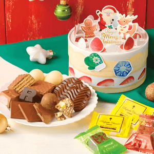 日本ROYCE若翼族 草莓奶油蛋糕造型禮盒 綜合巧克力餅乾 7種 19枚裝 【聖誕節限定】【爆可愛】