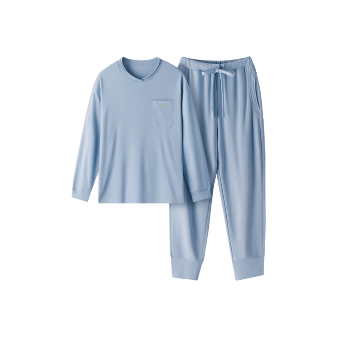 Women's Pajamas Set Crew Neck Long Sleeve Loungewear 501S Blue M