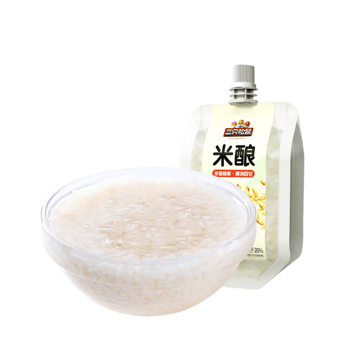 【中国直邮】 三只松鼠 米酿 发酵甜米酒 糯米醪糟 即食饮品 150g*2袋