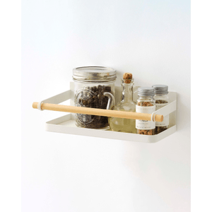 山崎実業 マグネット収納ボックス（日本製） - スチール＆ウッド ホワイト（1個）