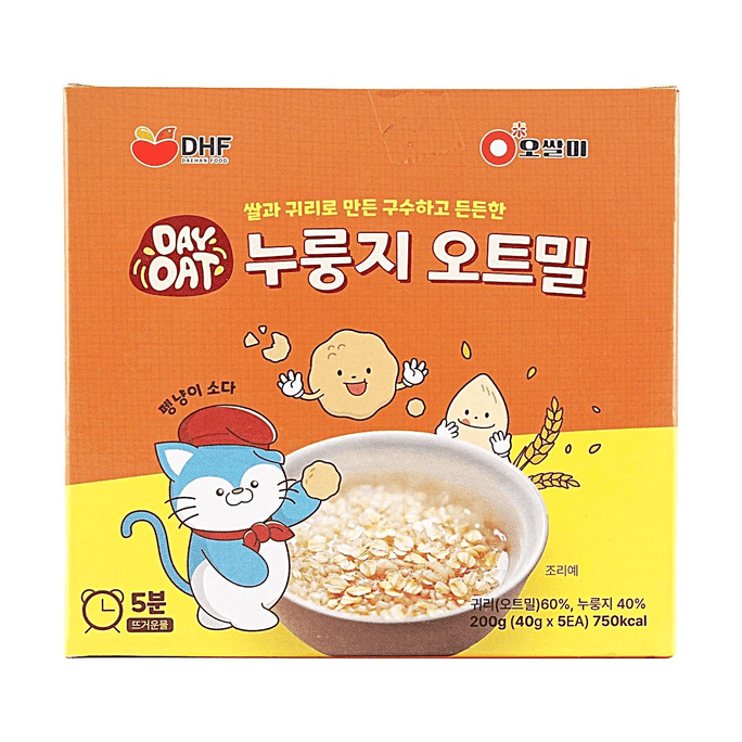 Day Oat Nurungji Oatmeal, 5 Pack, 7.05 oz【5-Minute Instant Meal】