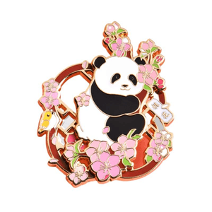 Chengdu Giant Panda Base Official Flower Panda Badge Birthday Flower Creative Peach Blossom 40 * 37mm