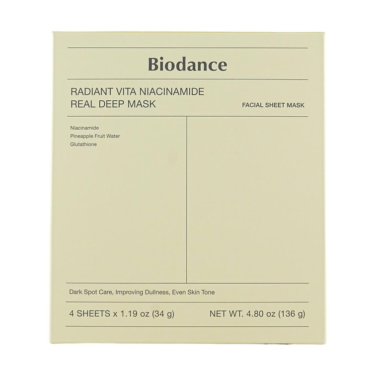 ラディアントビタ ナイアシンアミド ディープマスク 1.2オンス x 4枚 - シミ・そばかすケア、くすみ改善、均一な肌色【フィルター不要の肌】 4