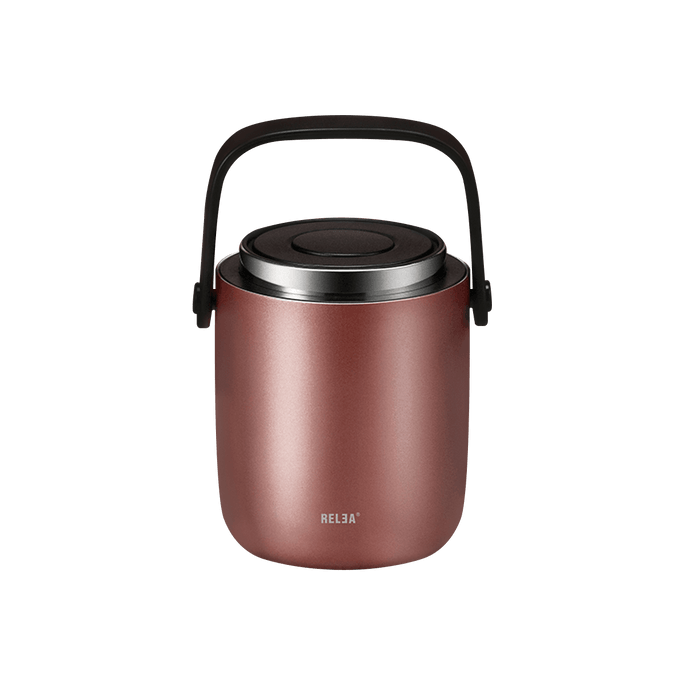 Stainless Steel Vacuum Insulated Food Jar Lunch Container Bento Box with Handle Rose Gold 1600ml