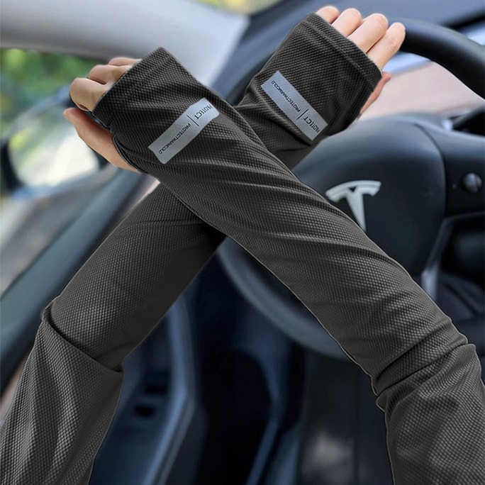 New Quick Drying Sunscreen Stretch Men's And Women's A Pair Ice Sleeves Black