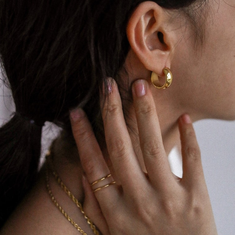 SHAPES STUDIO 金色极简小巧素圈耳环 一对 3