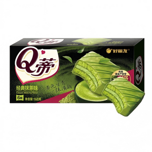 【中國直郵】 好麗友中國 好麗友 Q蒂蛋糕派 經典抹茶味 巧克力味塗層 奶香醇厚 蓬鬆柔軟 清新自然 早餐下午茶點心零食 168g/1盒(6枚)