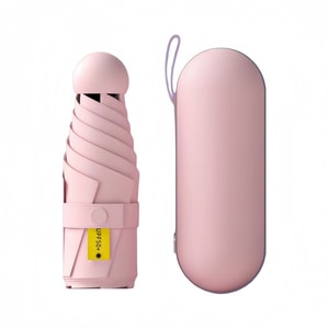 Capsule Sun Umbrella 5‑Fold 6‑Rib Pink UPF50 Plus Black Liner UV Protection Semi Transparent Rain And Sun Dual Use Compact Portable Pocket Parasol