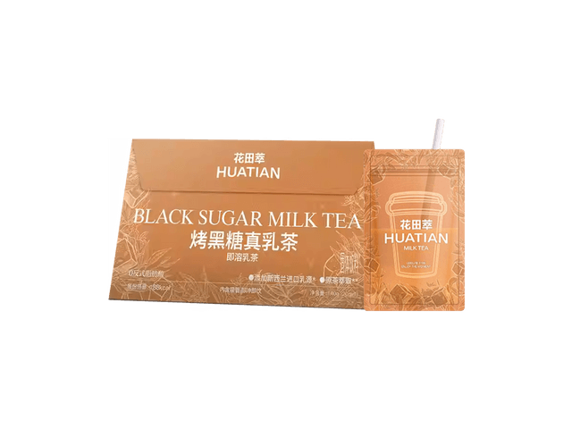 HUATIAN Roasted Brown Sugar Instant Milk Tea, 4.94 oz 【0 Sugar