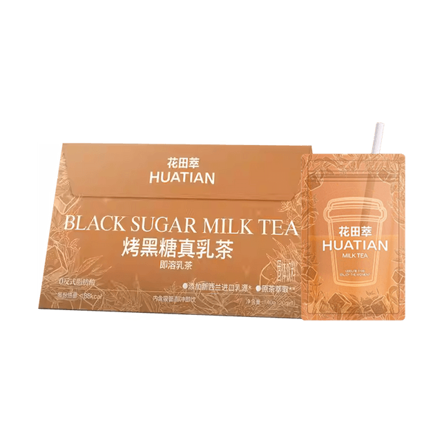 HUATIAN Roasted Brown Sugar Instant Milk Tea, 4.94 oz 【0 Sugar