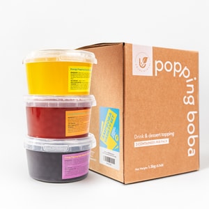 AMP Boba Energy Popping Pearls 500gx3 Set  Blackcurrant Orange Original  Ready-to-Serve  Caffeine-Free