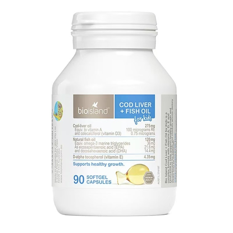 【中国直邮】 澳大利亚 bio island DHA婴幼儿鱼肝油婴幼儿鳕鱼肝 儿童营养宝宝鱼油 90粒/瓶(鱼油+鱼肝油)