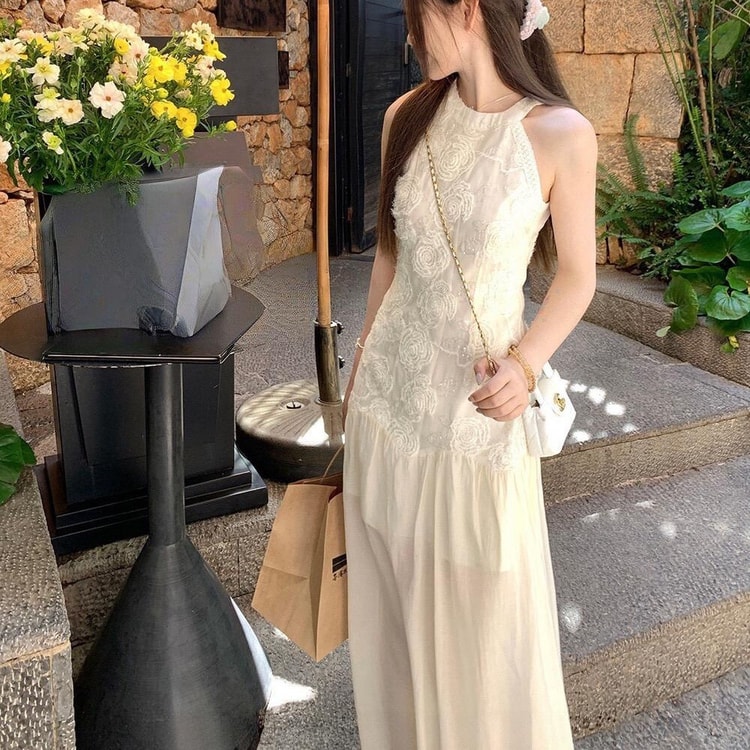 cream lace midi dress self-portrait - Cream Fine Lace Pearl Midi Dress