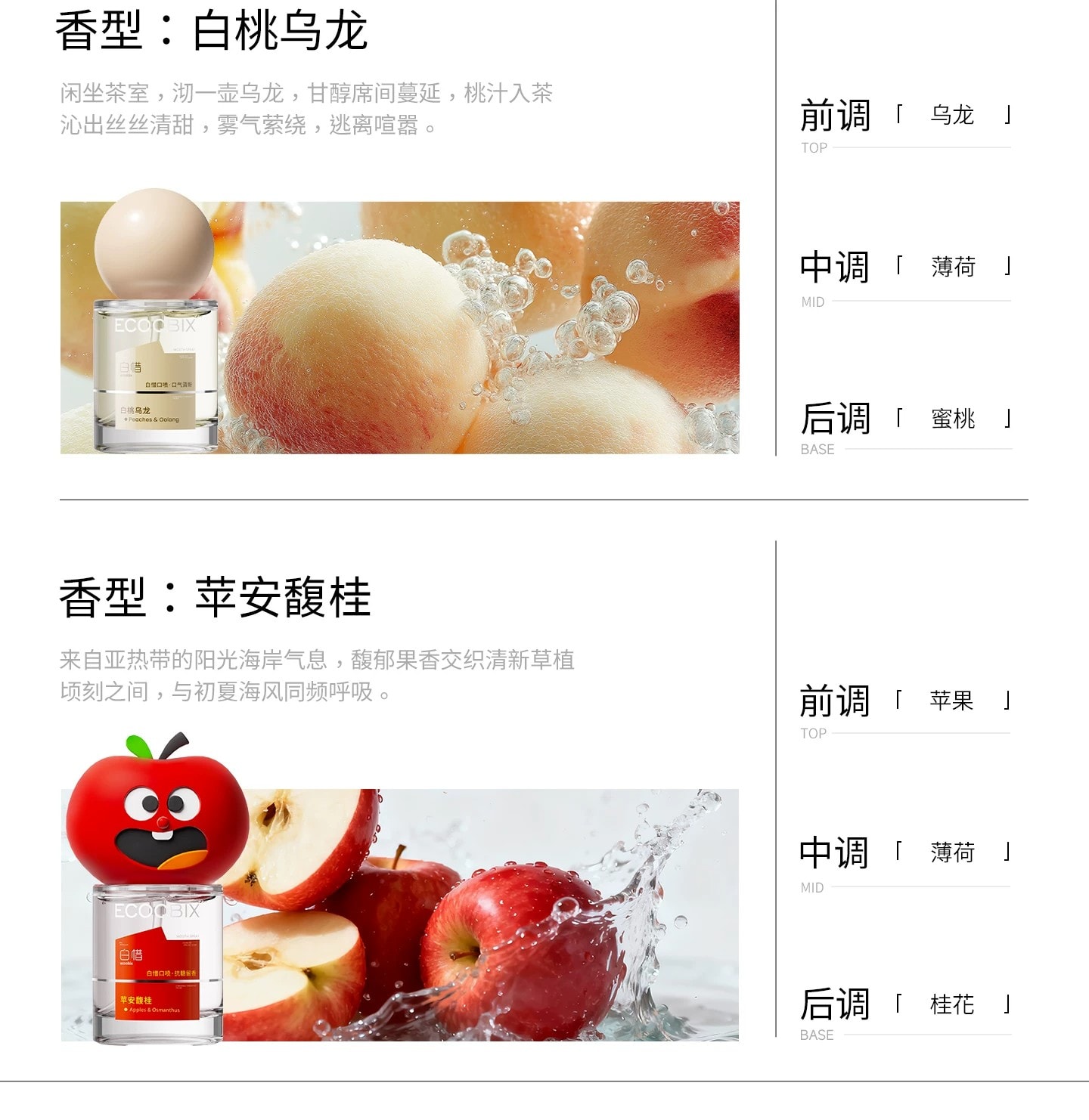 【中國直郵】 白惜 【新品】口腔清新噴霧 香氛口氣清新接吻持久留香便攜 無花果露口噴 15ml 贈漱口水