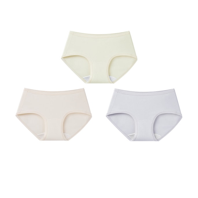 Mid-rise Briefs, Self-Cleaning, L Recommended Weight: Within 52.5-62.5 kg 3 Pieces - Cream Yellow + Almond Skin + Elegant Purple *1 Set