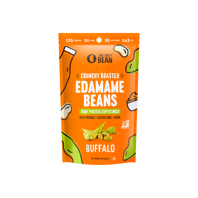 Crunchy Roasted Edamame Beans - Buffalo Flavor, High Protein Snack, 4oz
