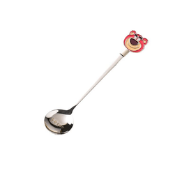 【中国直邮】 川岛屋 草莓熊304不锈钢勺子搅拌勺小勺甜品勺19.5cm*1个