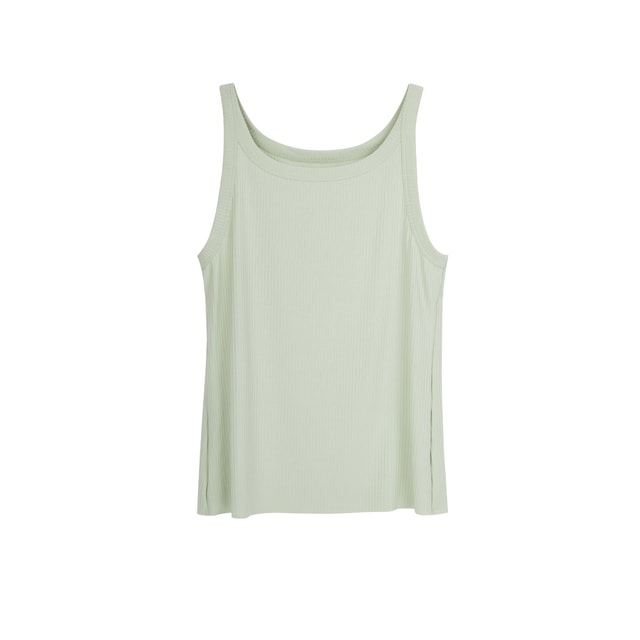 Ribbed Cropped Racerback Tank Top Built-In Bra Top-green-L - Yamibuy.com